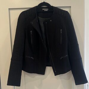 Vince Black Moto-Style Textured Wool Jacket